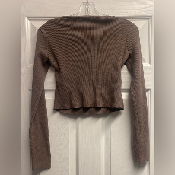 Kittenish Y2K Brown/Neutral Viscose Blend Cropped Knit Sweater Top Size XL - Picture 4 of 4